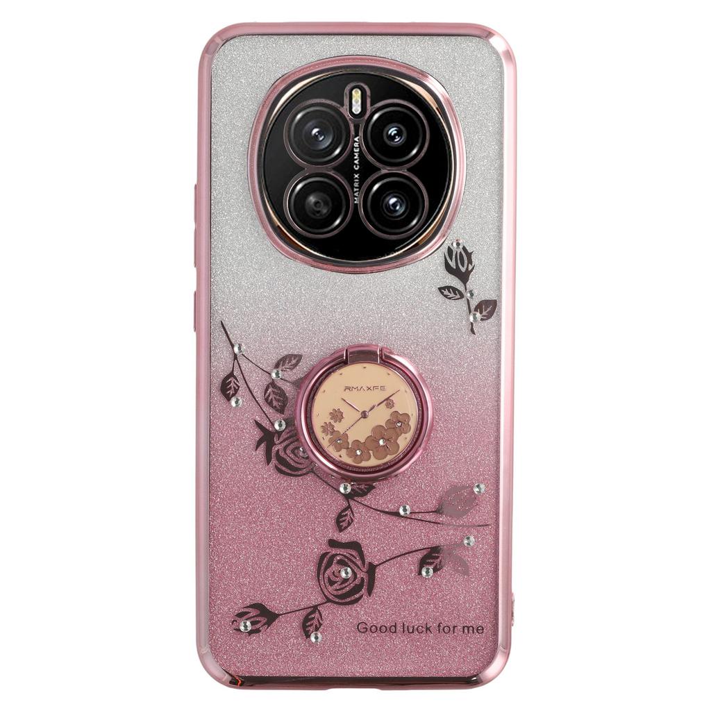 KADEM Για Honor Magic7 5G Θήκη Δαχτυλίδι Βάση Στήριξης TPU Λουλούδια Κάλυμμα Τηλεφώνου Ντεγκραντέ Γκλίτερ