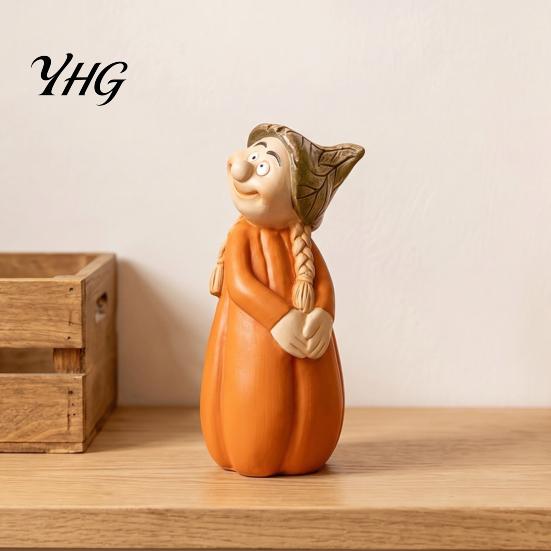 Cute Autumn Room Accents Resin Pumpkin Figure Ornaments for Home Decor, Miniature Holiday Gifts Friends Tabletop Decorations Thanksgiving Living