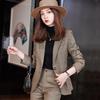 Women's Autumn/Winter Plaid Two-Piece Blazer Suit: Casual & Professional Wear