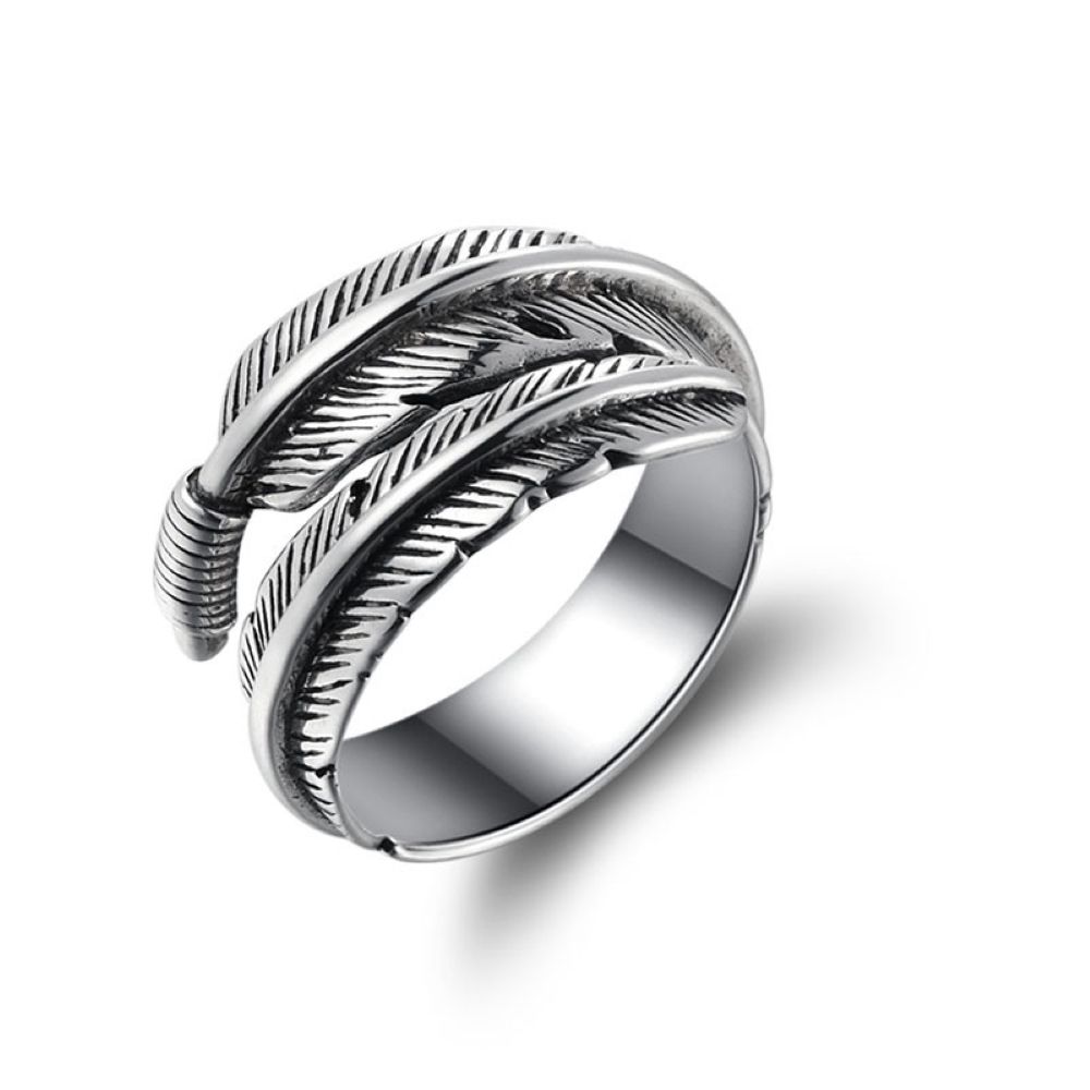 Jewelry Chic Trendy Open Rings Feather Ring Finger Thumb Band Adjustable