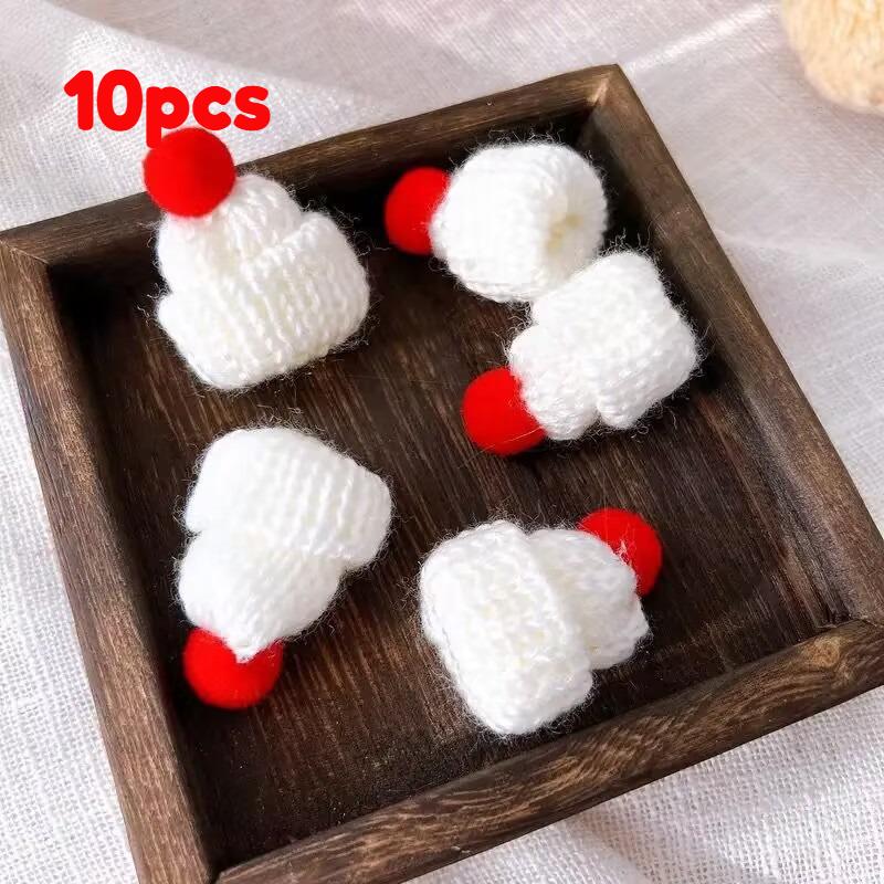 

10PCS Mini Knitted Scarf Hat Set for Christmas Tree Decoration,Candy Cane Pattern Small Woolen Ornaments for Christmas Halloween