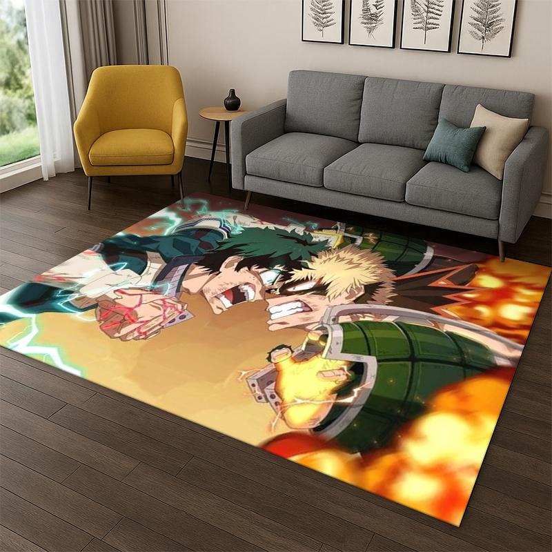 My Hero Academia Deku Bakugou Alfombra de Dibujos Animados Anime para Dormitorio Sala de Estar Sofá Felpudo Decoración del Hogar, Alfombra para Zona Infantil Antideslizante