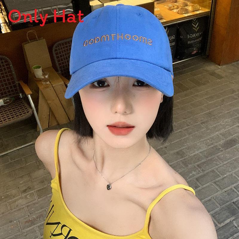 Baseball Cap Womens Spring Embroidered Letter Hat With Highquality Visor For Street Style Fashion синий