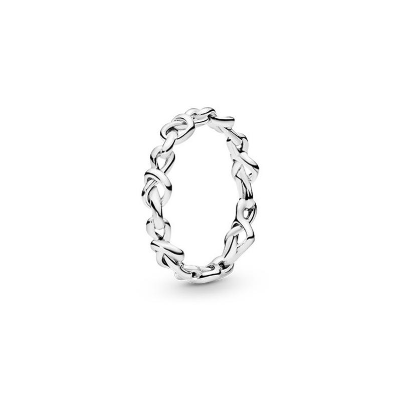 Pandora Knot Heart Möbius Ring 925 Silver Women ring 198018 Box,50