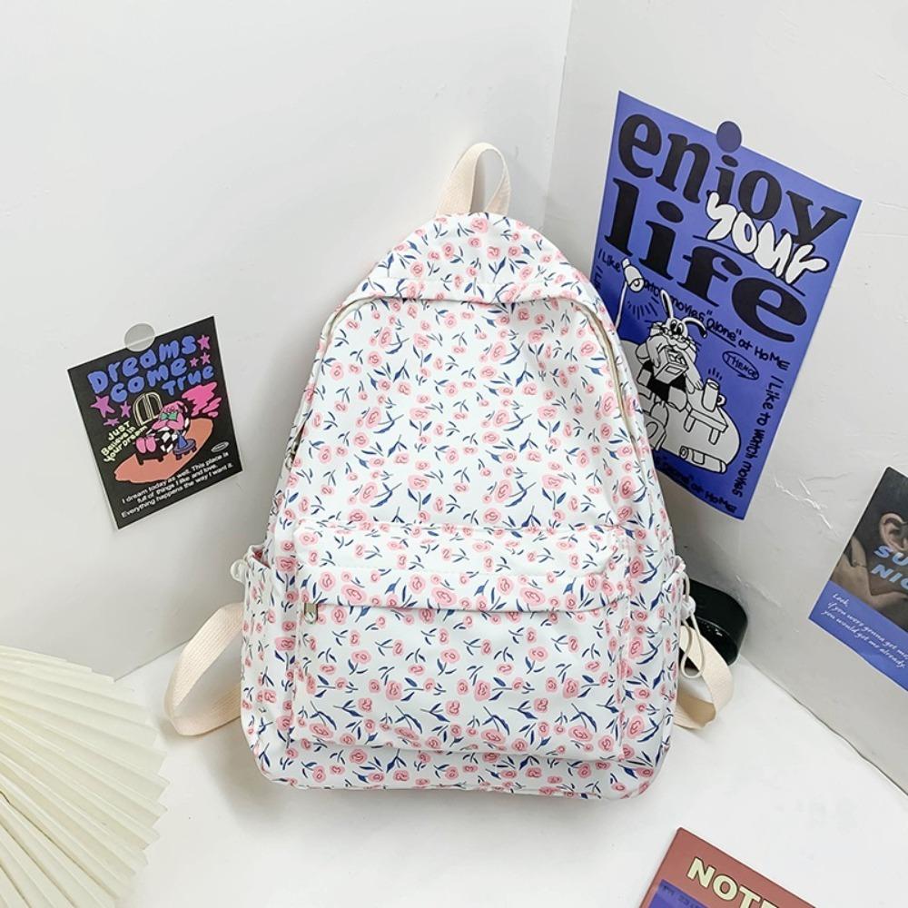 Estetyczny Plecak Studencki Nylonowa Torba na Ramię Duża Pojemność Kwiatowa Torba Szkolna Podręcznik