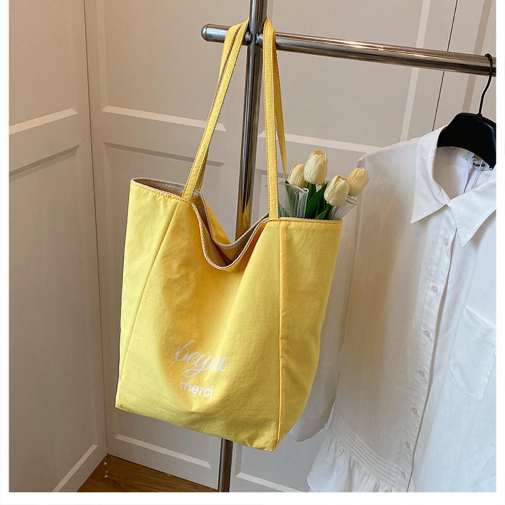 Striped Canvas Double-sided Usable Bag, Tote Bag, Casual Shoulder Bag, Large Capacity Shopping Bag