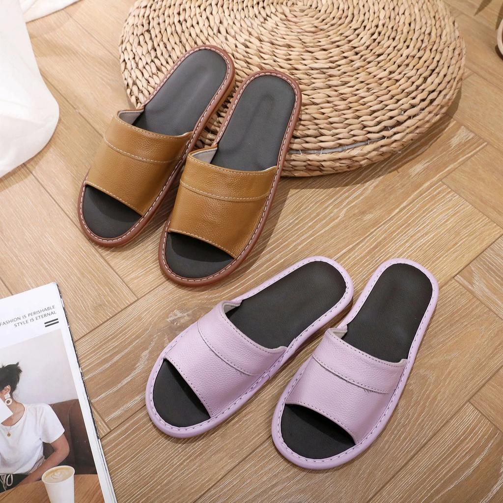 Fashion Walk Around Home Slippers for Men House Indoor Genuine Leathe Soft Shoes Sabot Fun Low Price Summer Sale Adult Y2k Sandals Man