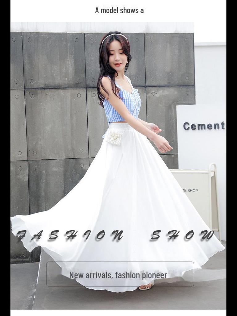 Elegant Spring Chiffon Swing Dress - A-Line Layered Beach Fairy Skirt for Women