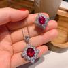 Jewelry Popular Simulation Red Glass Pendant Necklace Main Stone 10 * 12 Ring 8 * 10 Set