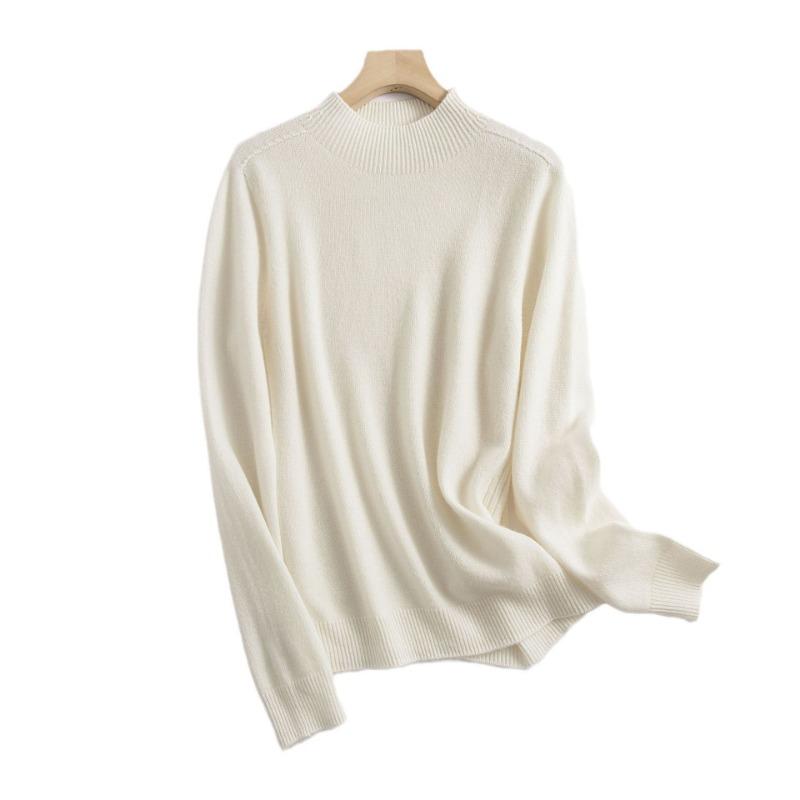 Semi-turtleneck Wool Sweater Women's 0 Solid Color Bottoming Sweater Sweater New Loose Inner Seamless Knitted Top