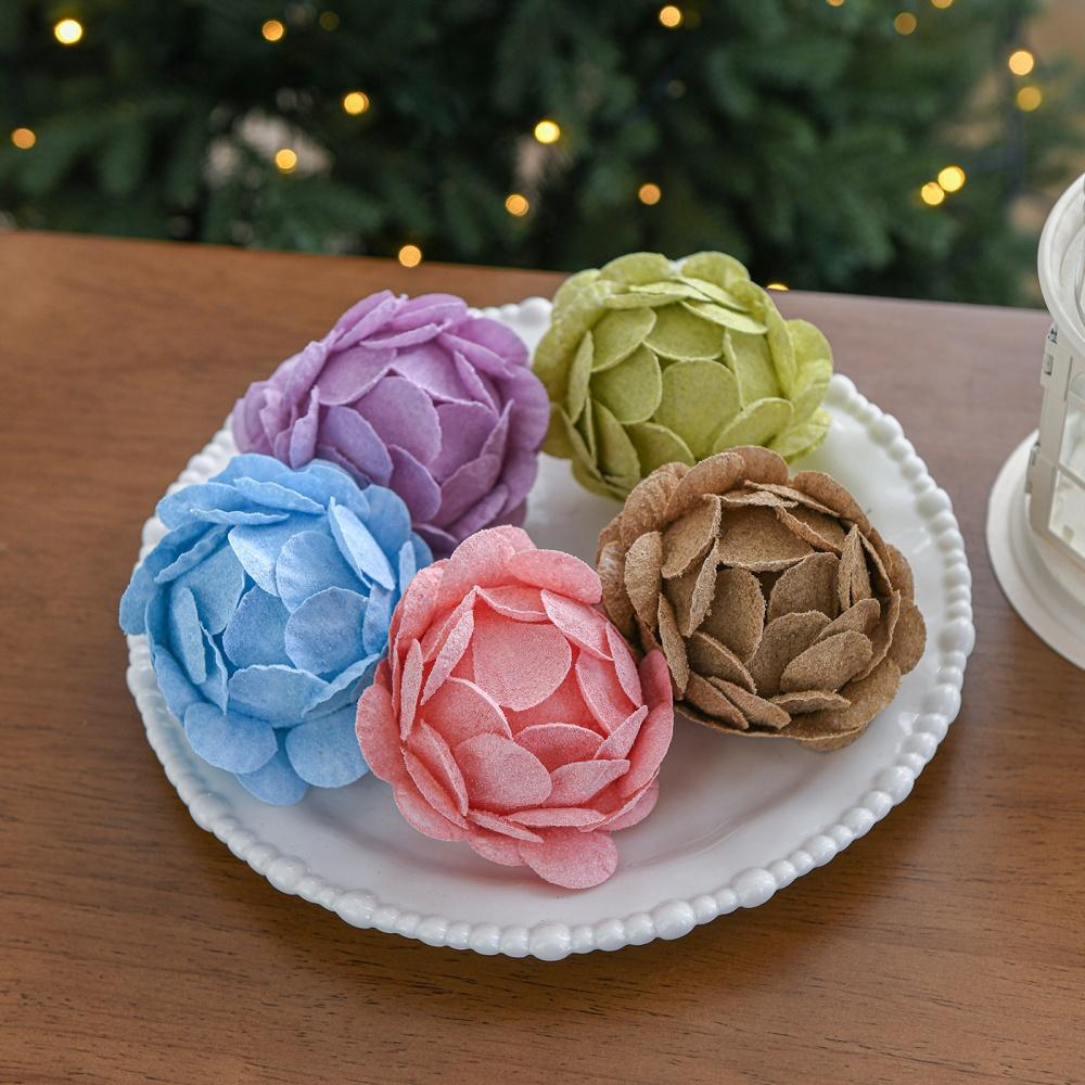 Christmas Tree Ornaments Colorful Glitter Petal Shape Balls Foam Snow Ball Sparkling Foam Flower Hanging Decorations for Tree