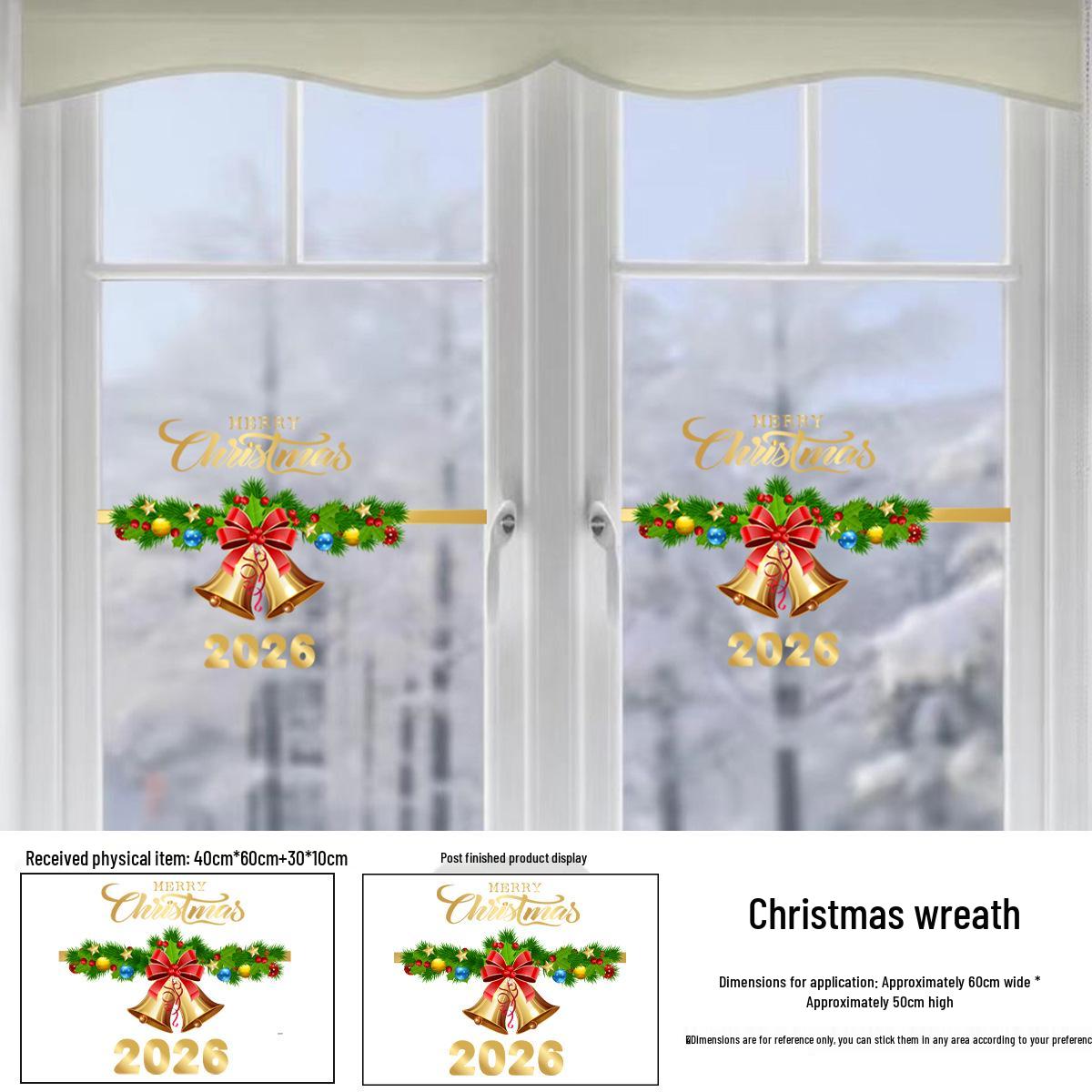 Snowflake Christmas Bell Window Stickers: Festive Static Cling Decorations for Glass Doors and Living Room Windows. 40*60CM - Static Cling