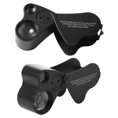 With Bright LED Light 30X 60X Illuminated Loupe Adjustable Lighting Flexible Foldable Jewelry Magnifier Hands Free Dual Lens