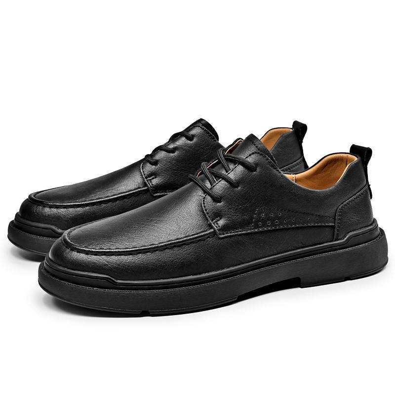 

Повседневная обувь из натуральной кожи для мужчин в стиле минимализма, для офиса, отдыха, деловой вечеринки, черного цвета, обувь для взрослых больших размеров 46 чёрный