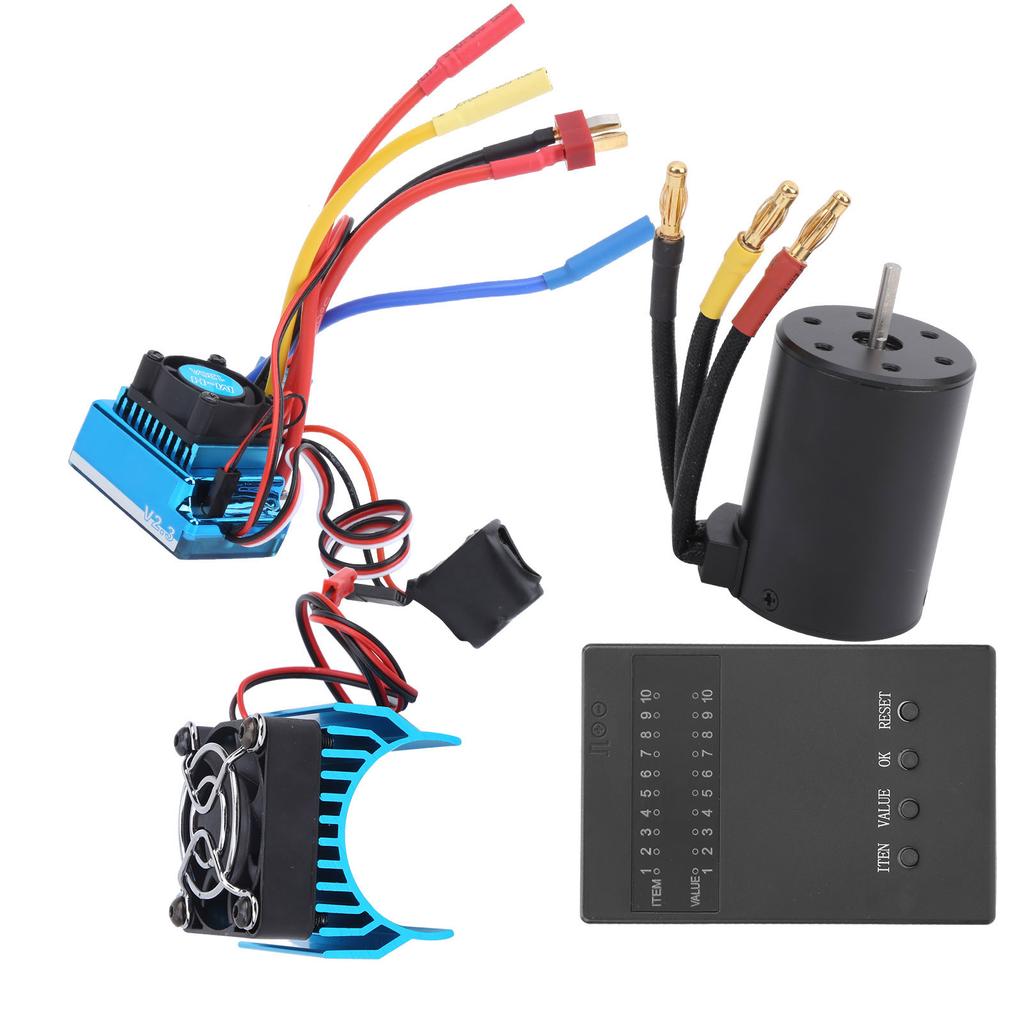 3650 Motor 2300KV+ 120A Brushless ESC + Program Card + Heat Sink Set for 110 RC Car