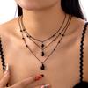 Gothic Black Bat Red Crystal Water Drop Necklace for Women Vintage Blood Drop Tassel Cool Geometric Choker Y2K Halloween Jewelry