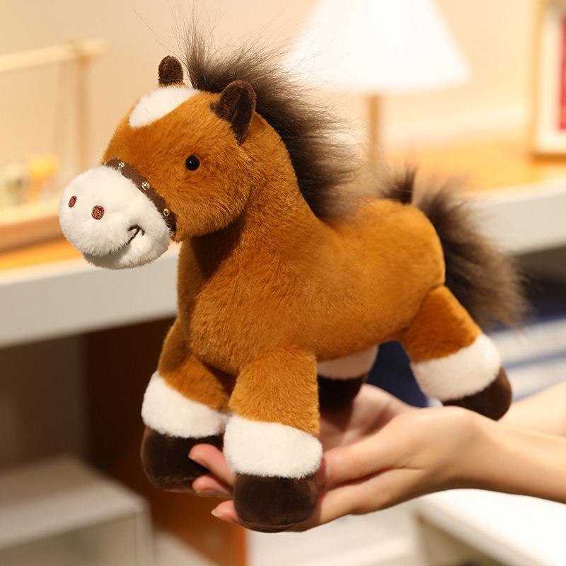 Cartoon Brown Pony Doll Plush Toy Pony Zodiac Horse Doll Boy Rag Doll Birthday Gift