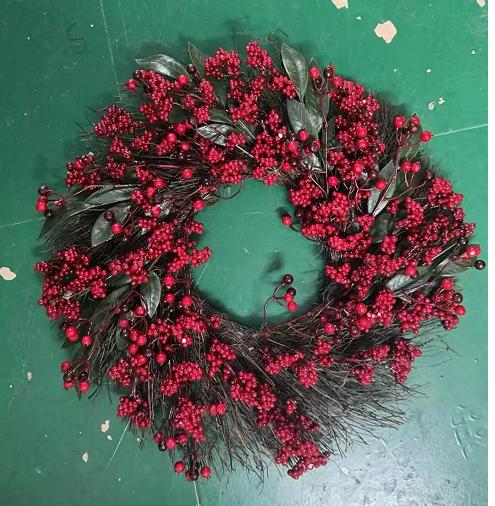 Christmas Kitchen Cabinet Wreaths With Plaid Bow Ribbon Hanging Cabinet Doors Wreaths Decorative For Kitchen Window Outdoor Indoor Holiday Decor