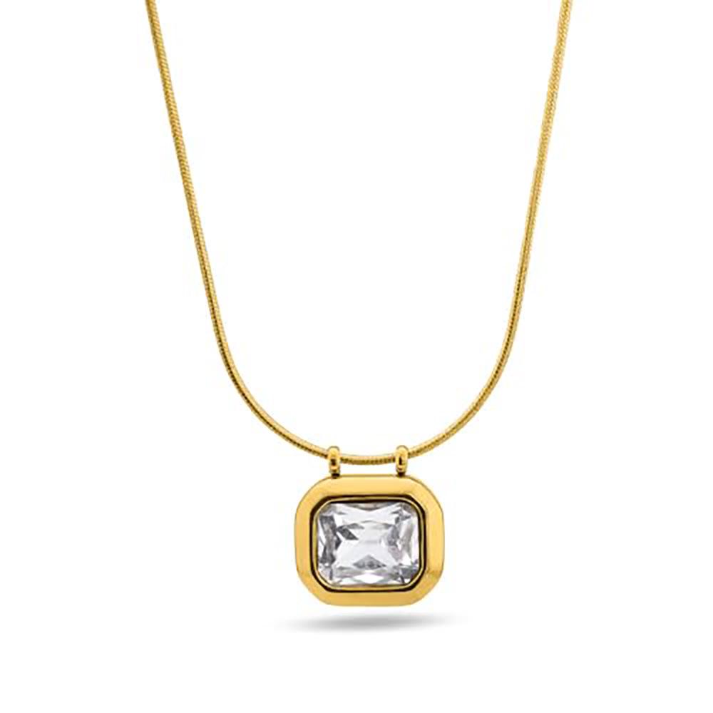European Emerald Pendant Necklace for Women - 18K Gold-Plated Clavicle Chain, Light Luxury, High-End & Versatile.