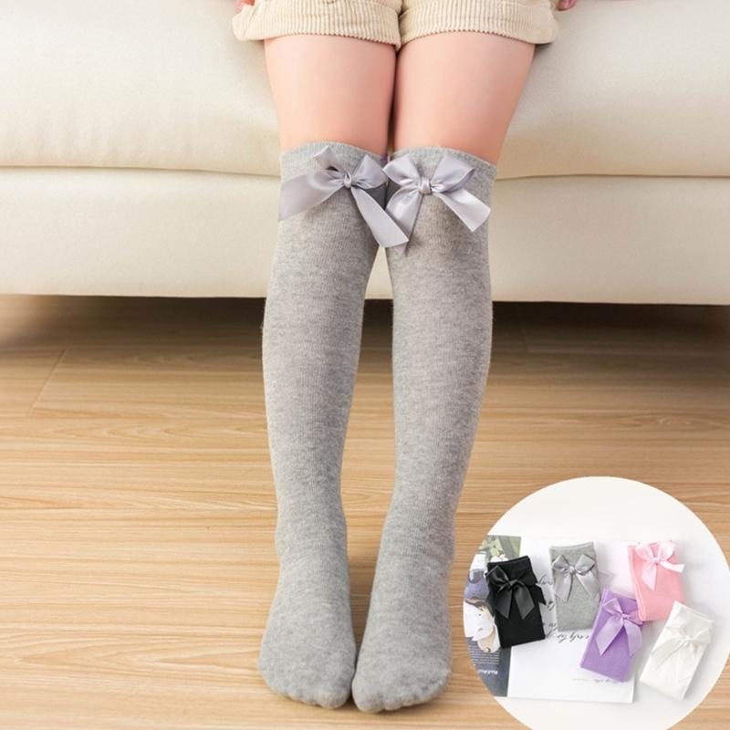 Breathable Stockings Cotton Heelless Socks With Bowknot Detail Comfort For Kids Party Occasion And Daily Use