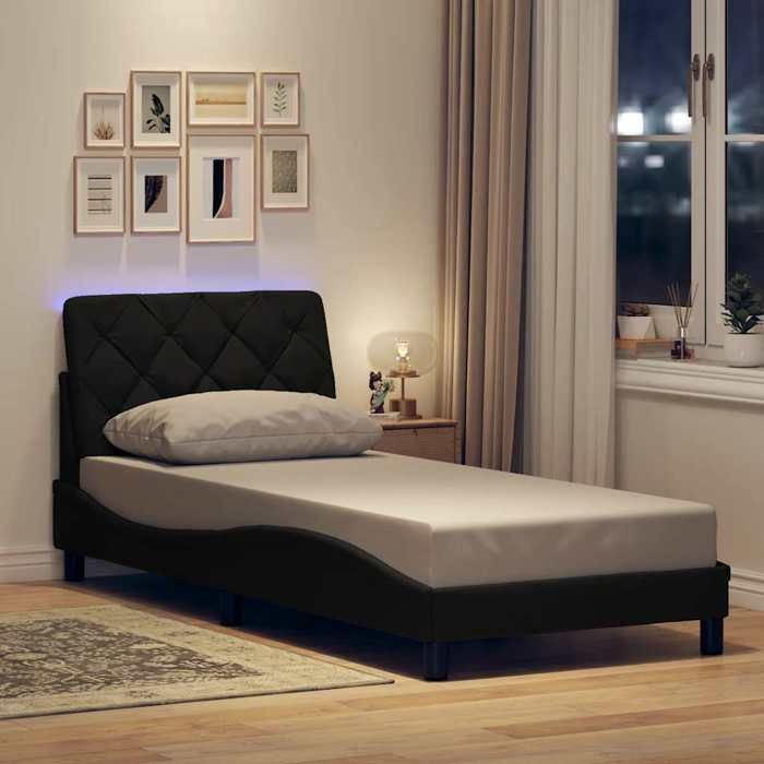 VidaXL Bed Frame with LED Without Mattress Black 80x200 Cm Fabric 3310631