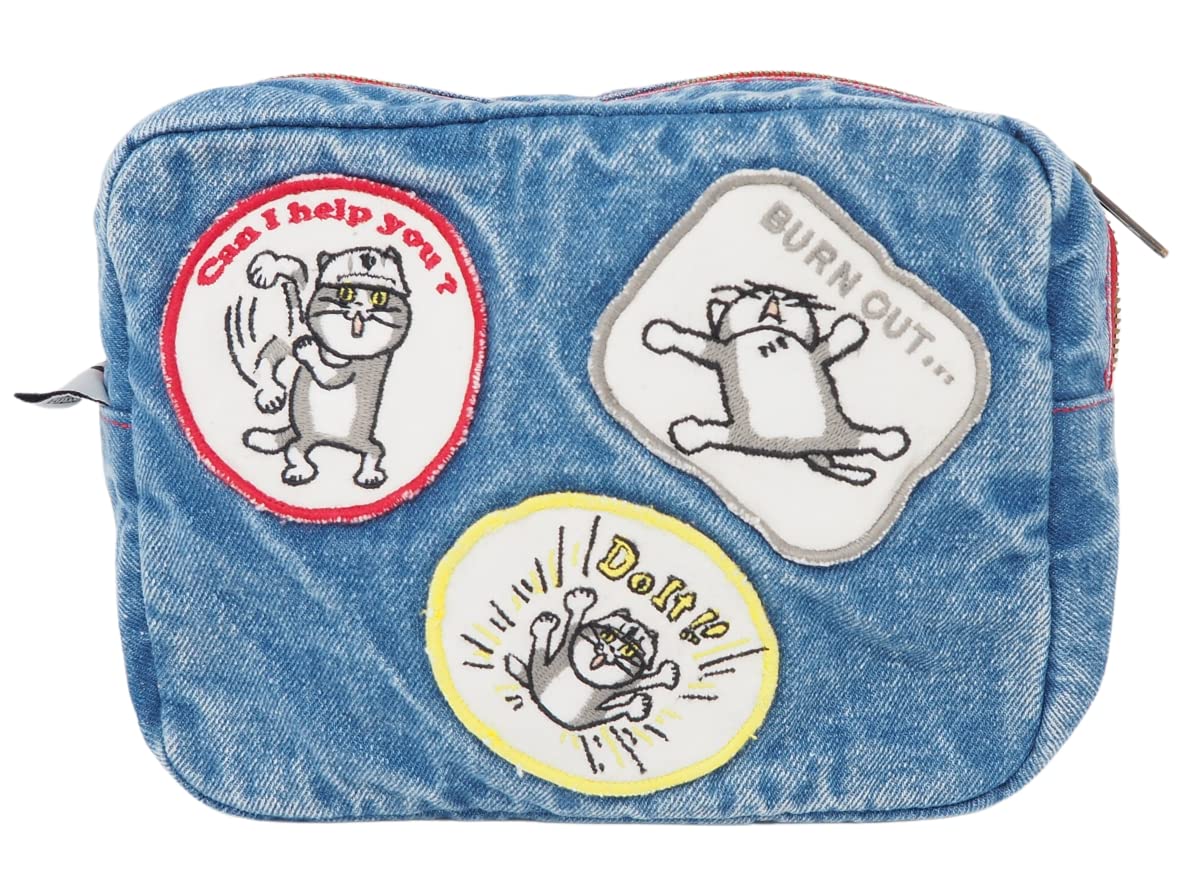 

Working Cat Embroidered Patch Pouch