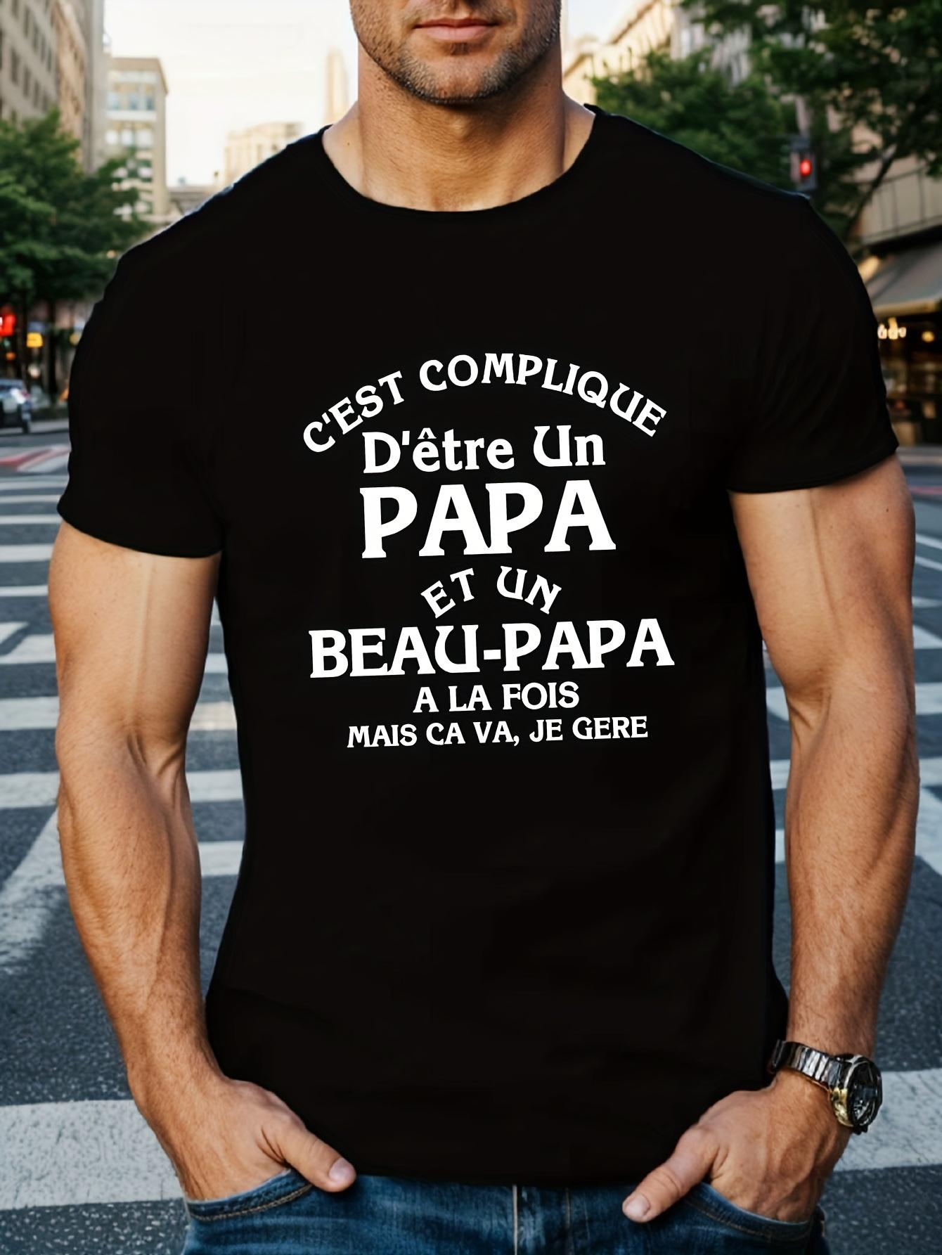 Men s T-Shirt Y2K Est Deux Un Papa Black M