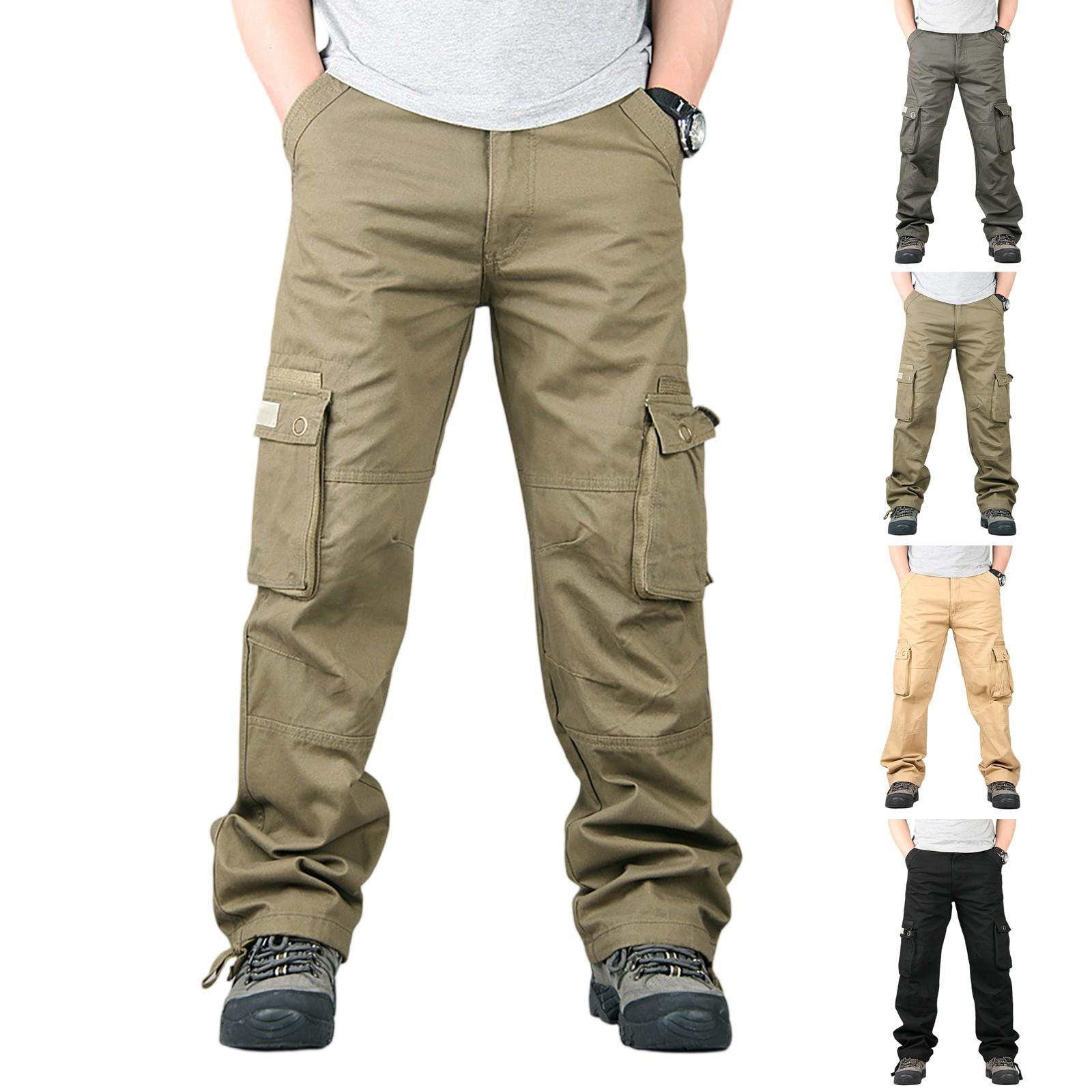 

Men s Loose Casual Multi-pocket Work Pants, Waist Drawstring Pants 29 армія зелений колір