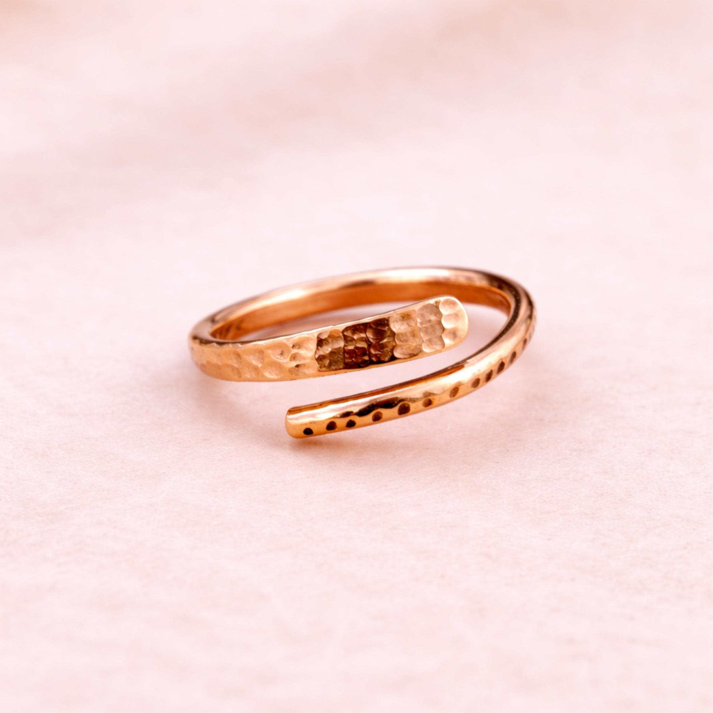 Кольцо-обманка из чистого молоткового меди, Регулируемое текстурированное кольцо, Ручная работа, Открытое штабелируемое кольцо 4