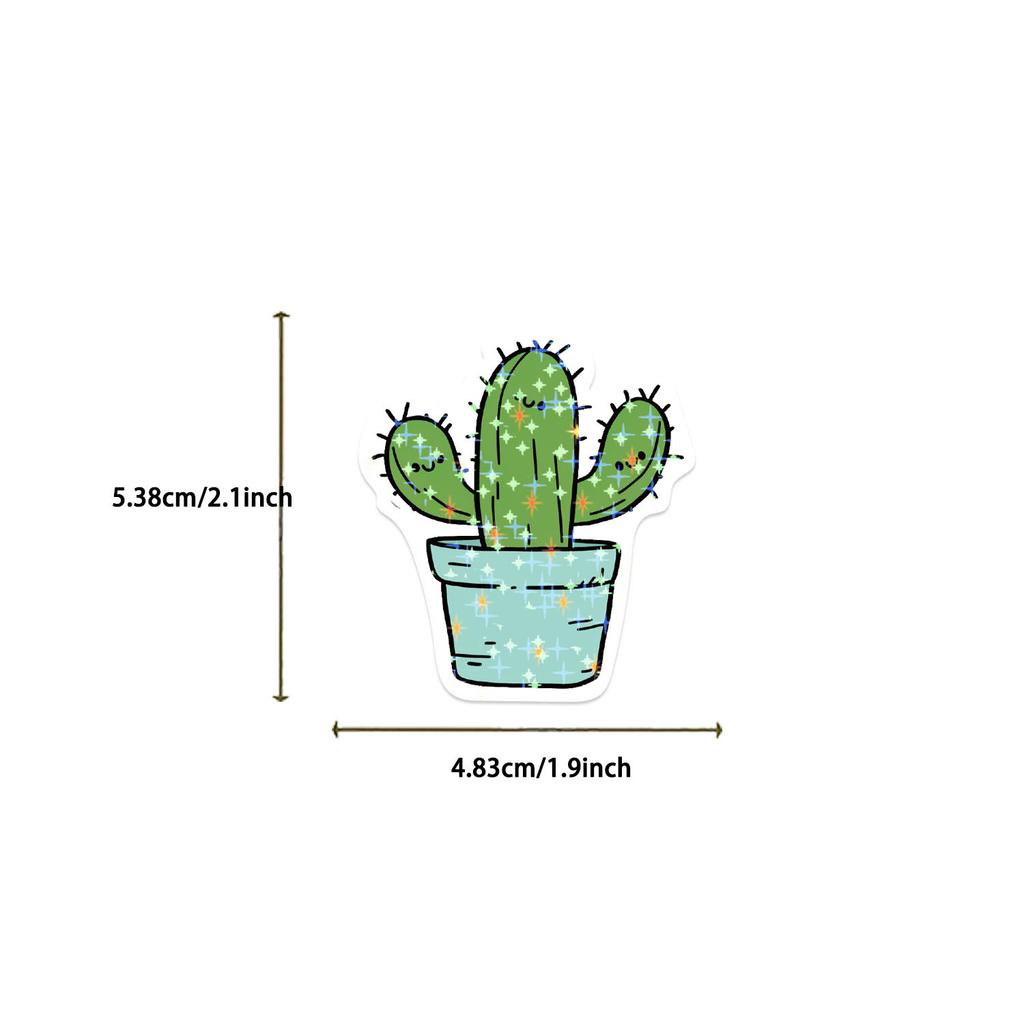 50PCS Cute Plants Cactus Graffiti Star Film Glitter Stickers Kid Toys Laptop Mobile Luggage Scrapbook Skateboard Creative Sticke