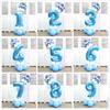 Elegant 32" Number Foil Balloon For Birthday Wedding And Party Decor Blue/pink