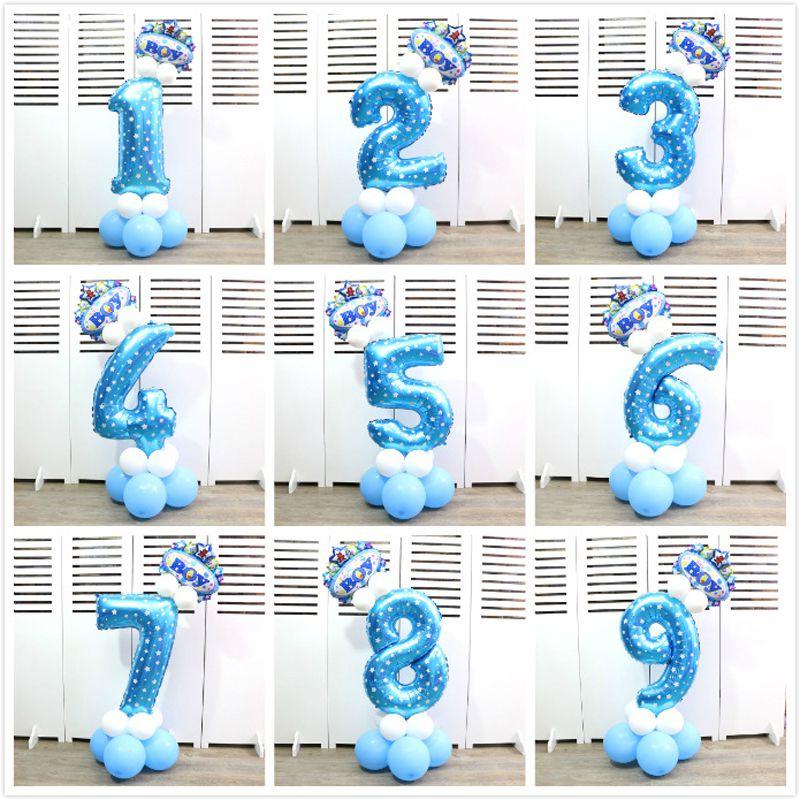 Elegant 32" Number Foil Balloon For Birthday Wedding And Party Decor Blue/pink
