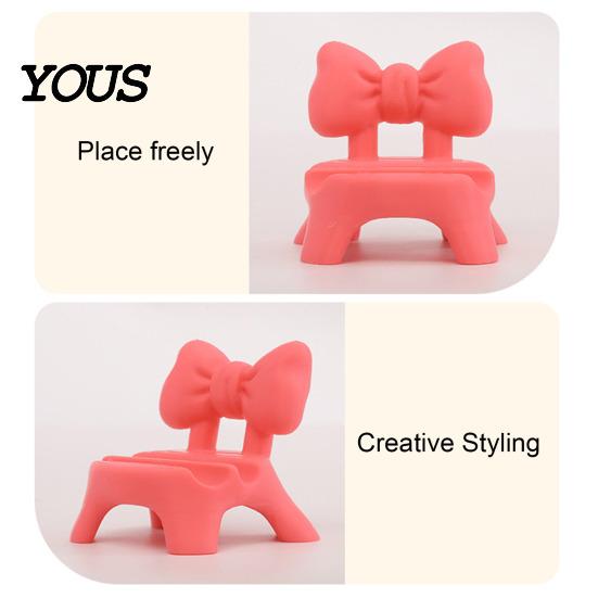 Easy Wipe Clean Table Ornament 3D Printed Stool Phone Holder, Cute Bow/Flower Ergonomic Bracket Support, Hands-free Mobile Stand for Desktop Accessory