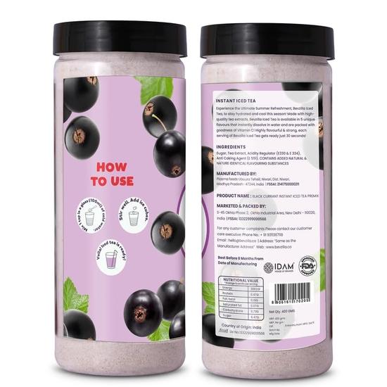 Bevzilla Black Currant Instant Iced Tea Mix - 400 Grams | Perfect For Summers | Refreshing | Instant