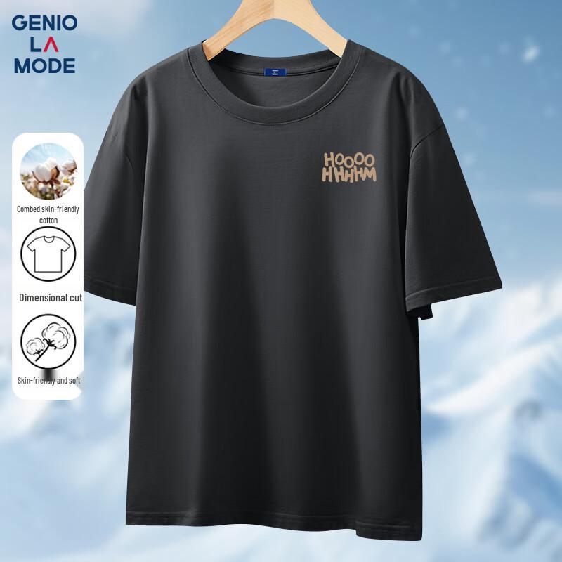 GENIOLAMODE Men s Pure Cotton Relaxed Fit Graphic T-Shirt M