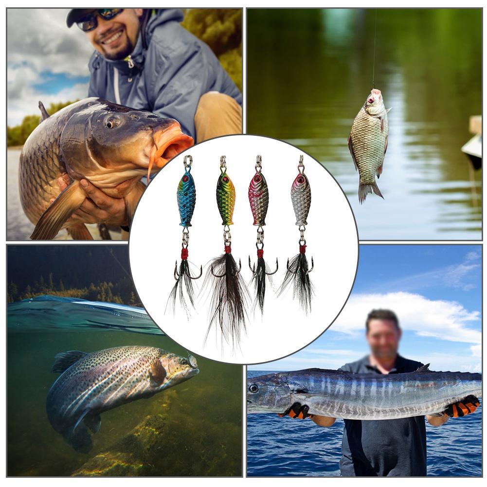 4Pcs Feather Bait Lures Durable with Hook Fishing Tackle Accessories 5.2g 2.5cm