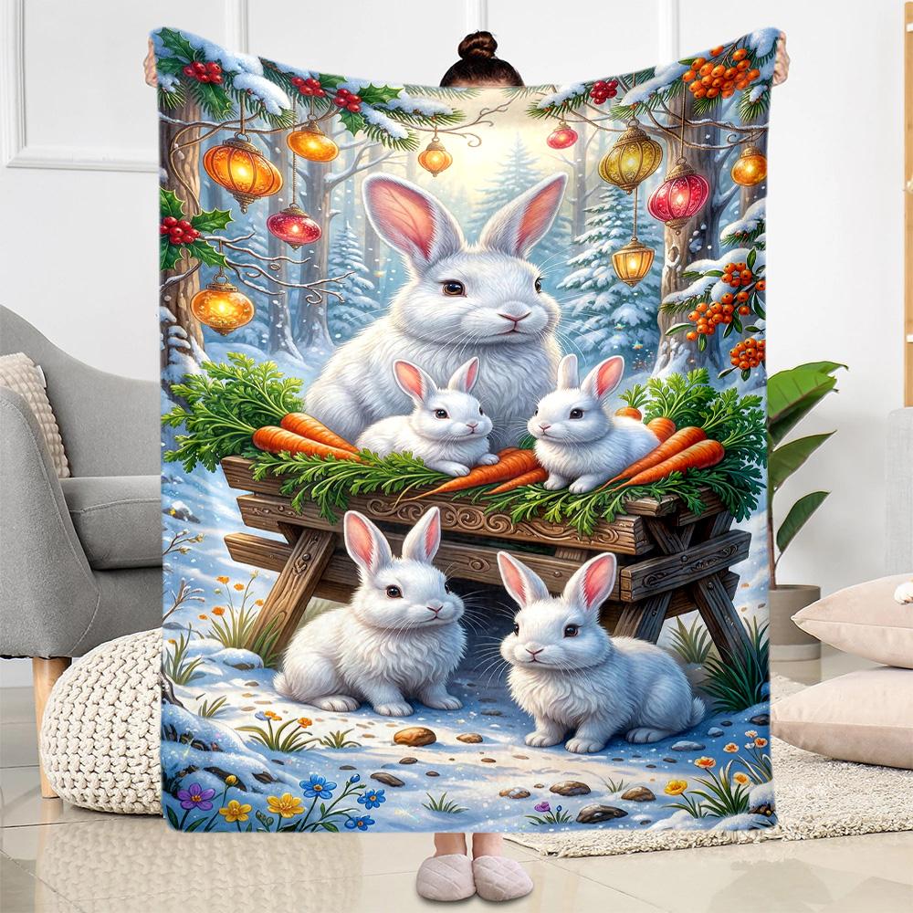 Easter Eggs And Bunnies Blanket,Suitable for Sofas, Offices, Travel, Living Rooms, Gifts To Relatives and Friends, Blanket,Suitable for All Seasons.