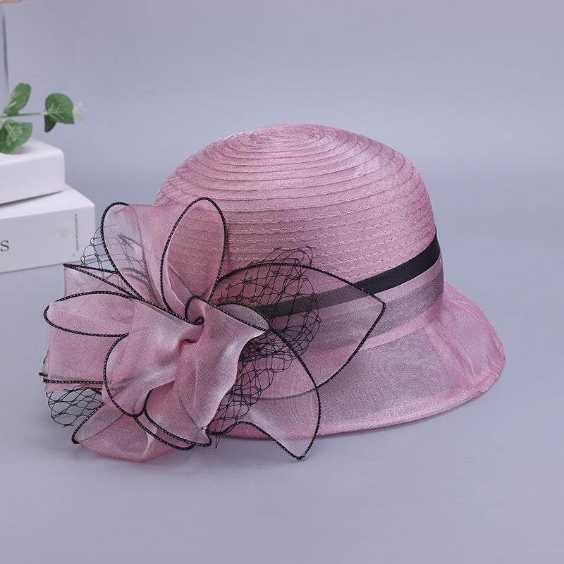 Hat female visor in the elderly sun hat organza bucket hat big brim big brim sun hat