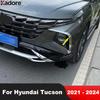 Front Fog Light Lamp Eyebrow Cover Trim For Hyundai Tucson NX4 -2024 Carbon Fiber Car Foglight Eyelid Strip Accessories