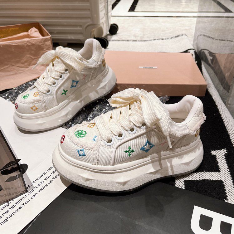 

2025 new autumn cute little white shoes breathable design sense niche casual shoes 40 белый