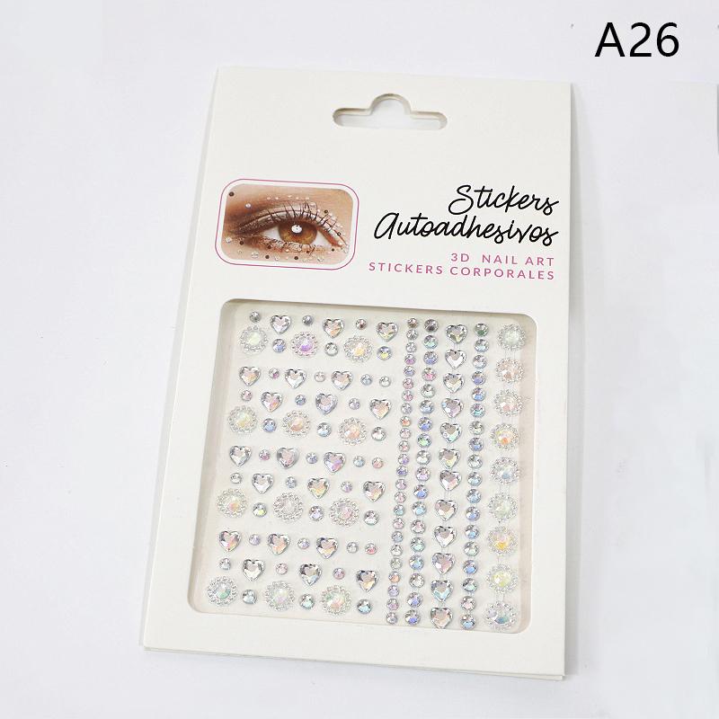 1Sheet Eye Body Face Gems Jewels Pearl Rhinestone Stickers Self Adhesive Crystal Rainbow Makeup Diamonds Face Decoration Sticker