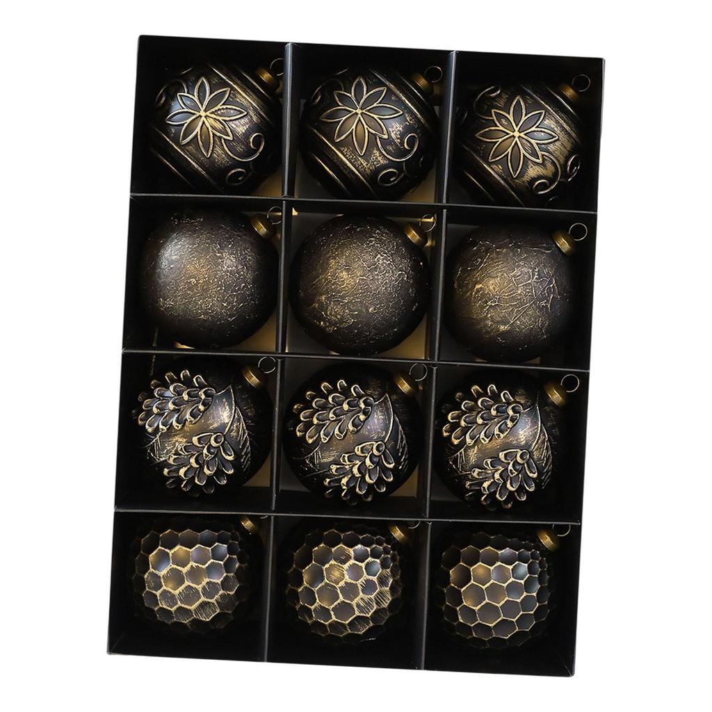 12 Pieces 3.15inch Christmas Hanging Balls Thoughtful Gift Multipurpose Traditional Lightweight for Home Party Vintage Design