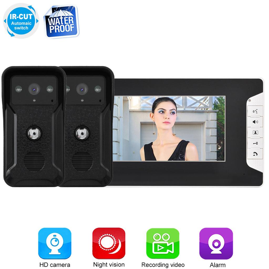 Kit de campainha de segurança inteligente com vídeo porteiro de 7" com fio e interfone com visão noturna