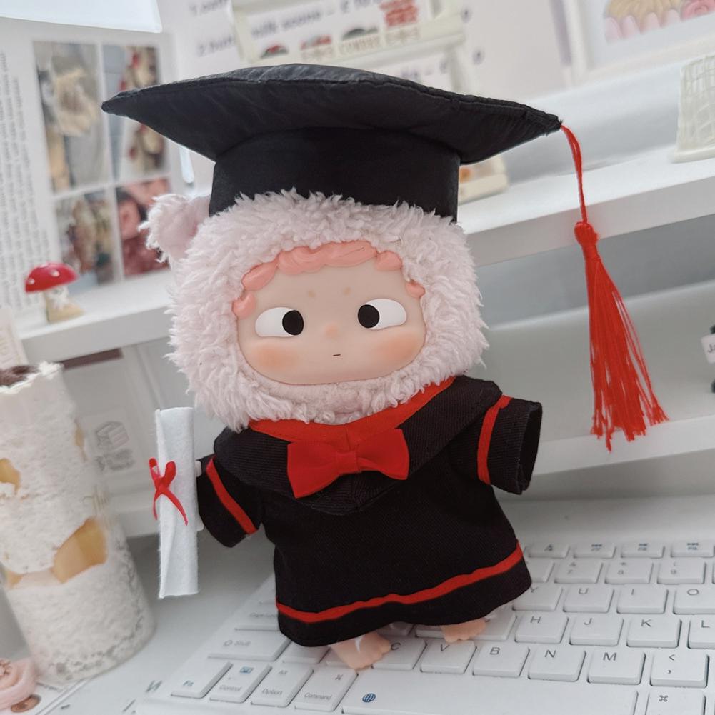 For 17cm Labubu Doll Clothes Fashion Clothes Doctoral Gown Dresses Color Match Graduation Cap Bachelor Hat Dolls Accessories Cute Decoration