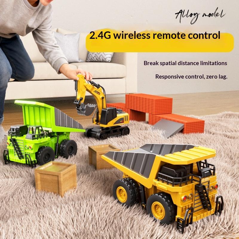 1: 64 Desktop Mini Alloy Dump Truck Dump Truck Fully Proportional Bluetooth Remote Control Simulation Engineering Car Boys' Toy