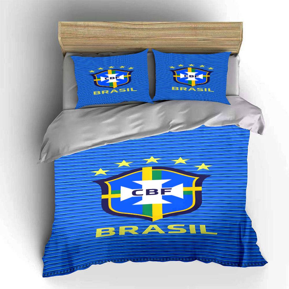 Brazil Soccer Crest Pattern. Bedding Sets Duvet Cover Sets Duvet Covers Pillowcases(1 * Duvet Cover 2 * Pillowcases Without Duvet Insert)