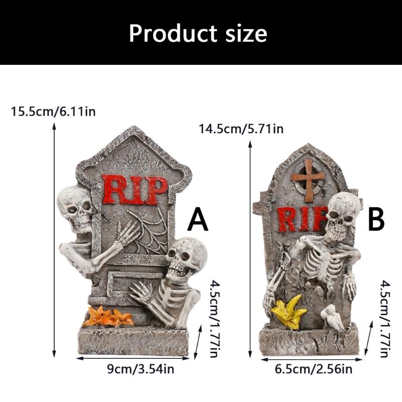 Halloween Decorations Scary Skeleton Tombstones Figurines Tombstones Statues Sculptures for Yard Lawn Decorations