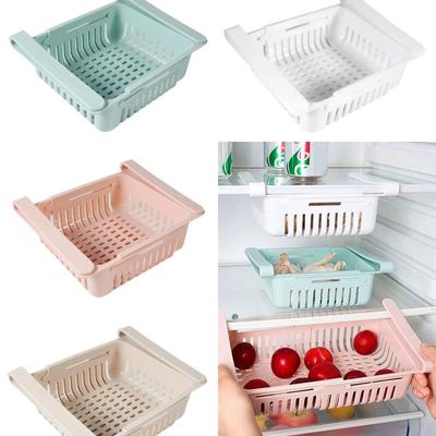 Panier de rangement extensible pour réfrigérateur, conteneur en plastique, étagère, organisateur de réfrigérateur, boîte à tiroir pour économiser de l'espace, accessoires de cuisine