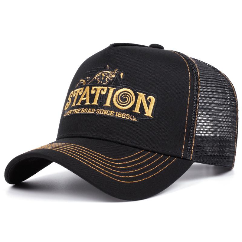 

New Net Hat Station Retro Motorcycle Truck Hat Street Skateboarding Hiphop Hat Men S And Women S Same Sunshade Baseball Hat