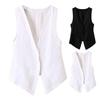 Women Vest Sleeveless Single-breasted Short Type Western Style Vintage Cardigan Pure Color Deep V-Neckline Everyday Daily Wear Lady Wa